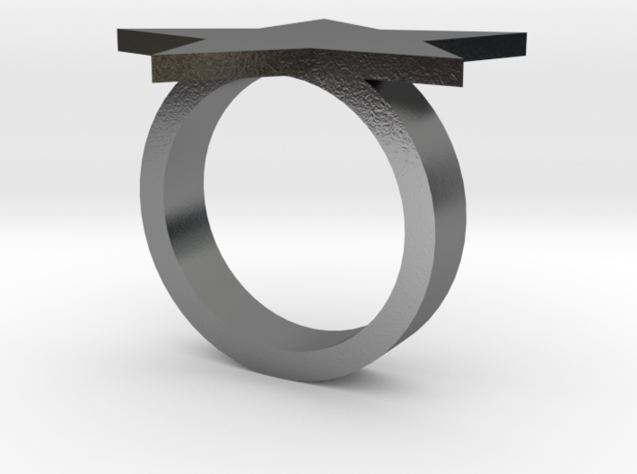 Silver Star Ring (size M) 3d printed 