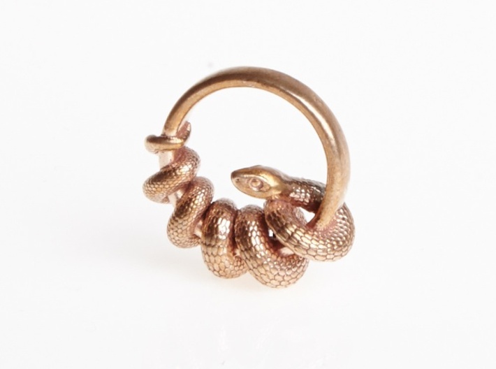 Reverse Snake Ring 3d printed Raw Bronze