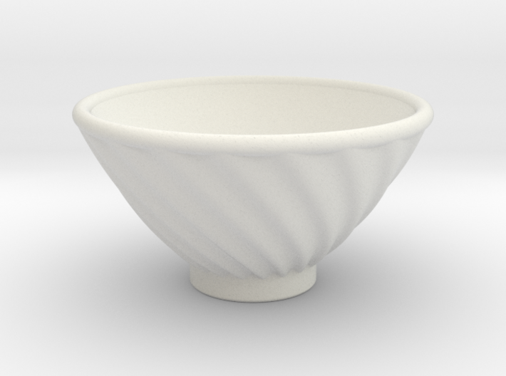 DRAW bowl - ceramic spiral ridged 3d printed