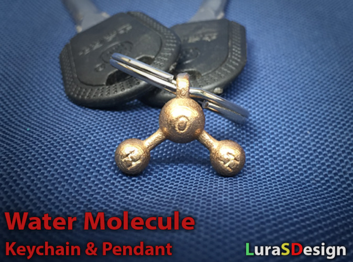Water Molecule Keychain 3d printed Stainless Steel print