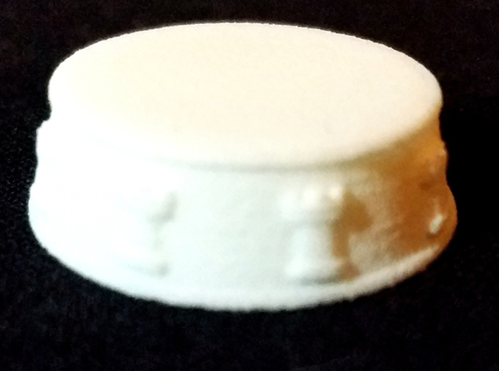 Chess Rook Base - 1 inch 3d printed White Strong and Flexible - Photo on Black Fabric