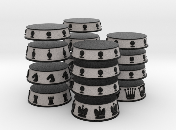 Chess Bases Black over Grey - 1 inch 3d printed