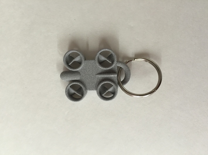 Minature Drone Ornament 3d printed Metallic Part with a Key Ring
