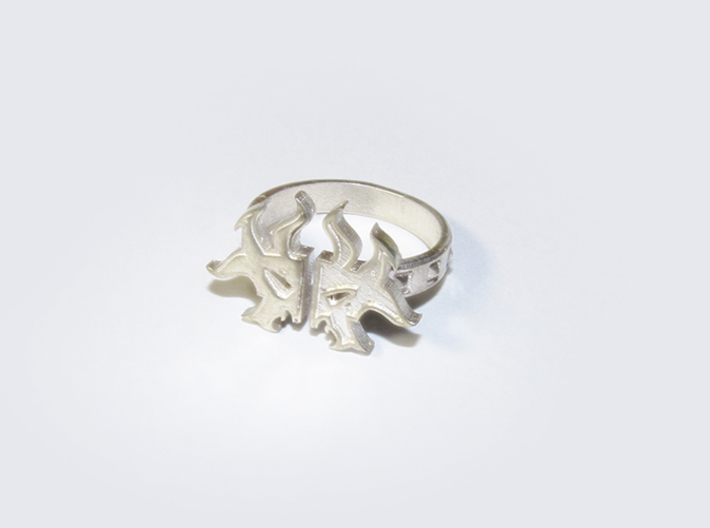 Magic: The Gathering Rakdos Ring(US Size10) 3d printed Polished Silver