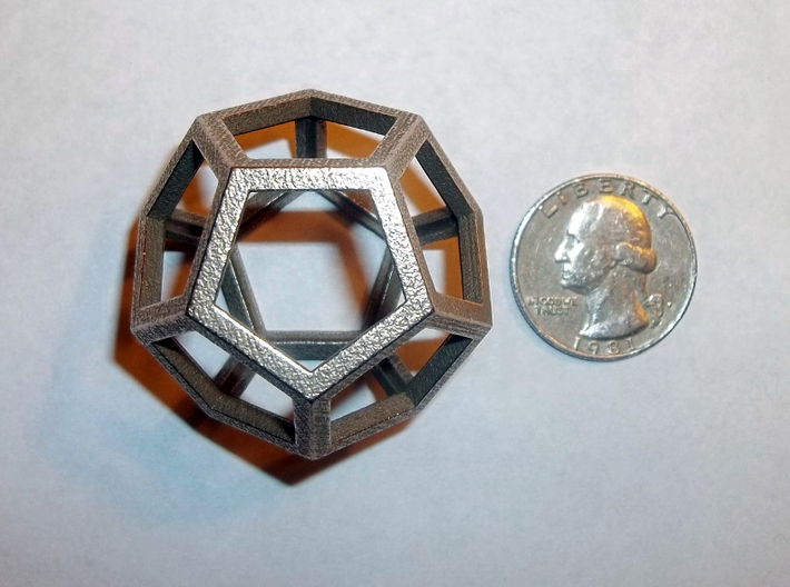 Dodecahedron 1.75&quot; 3d printed Dodecahedron in Raw Stainless Steel