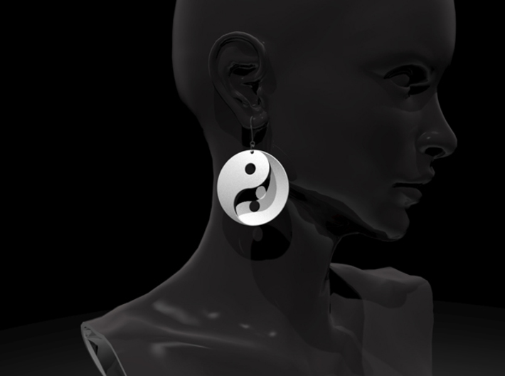 Yin Yang Earrings 3d printed White Strong & Flexible