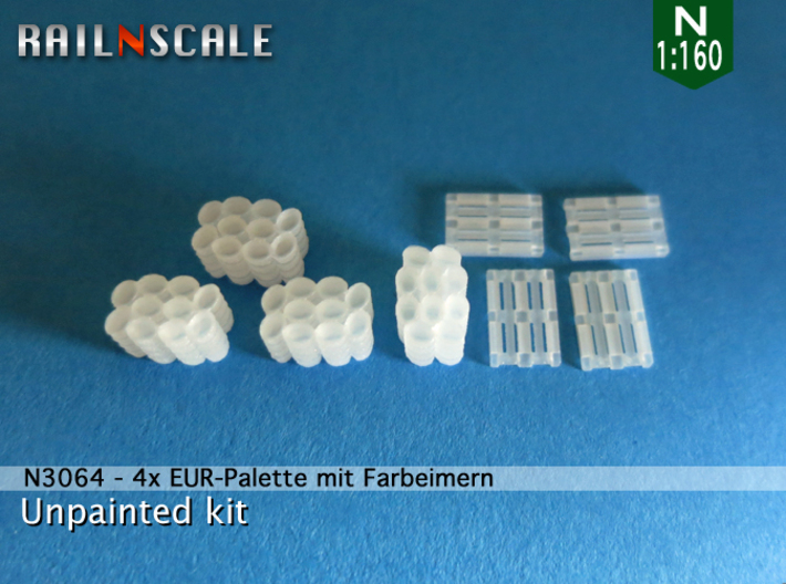 4x EUR-Palette mit Farbeimern (N 1:160) 3d printed 
