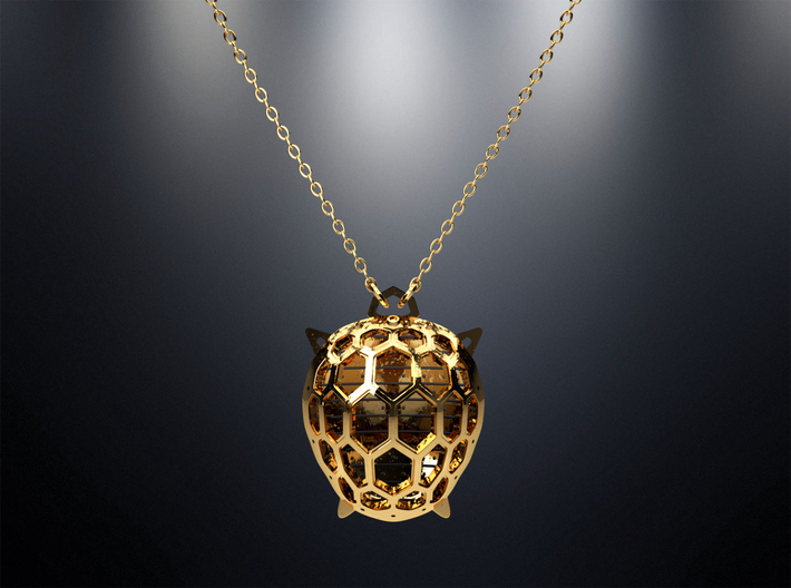 Turtle pendant 3d printed Turtle pendant is 3D printed in 14k Gold.