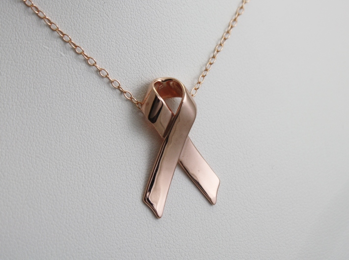 Cancer Ribbon Necklace, Sterling Silver | Rusty Brown
