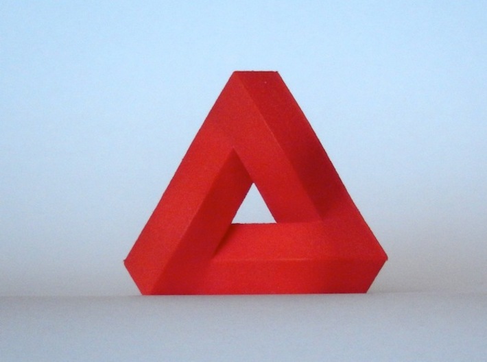 Impossible Triangle, Compact 3d printed Coral Red Strong & Flexible