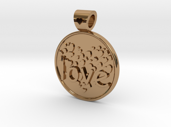 Love is Forever, pendant 3d printed Love...is forever, Polished Brass