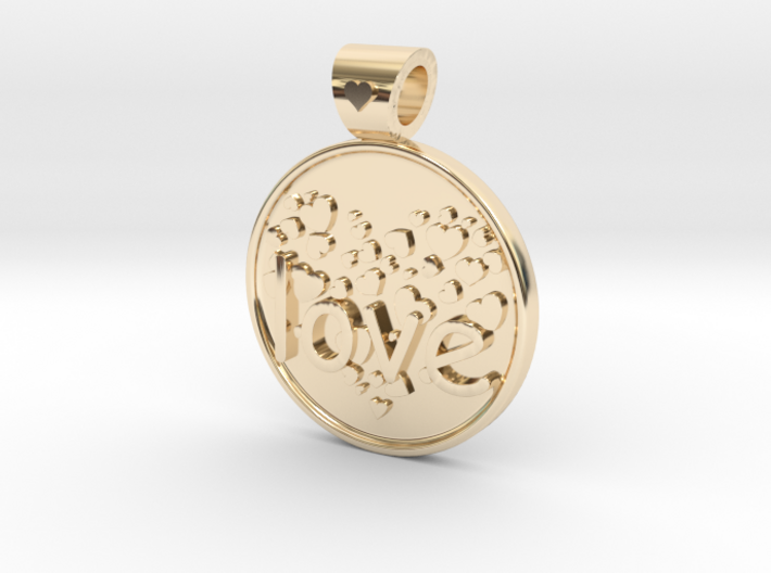 Love is Forever, pendant 3d printed Love...is forever, 14k Gold