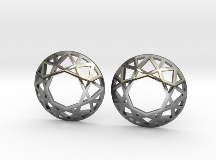 Diamond Wireframe Top Earrings 3d printed