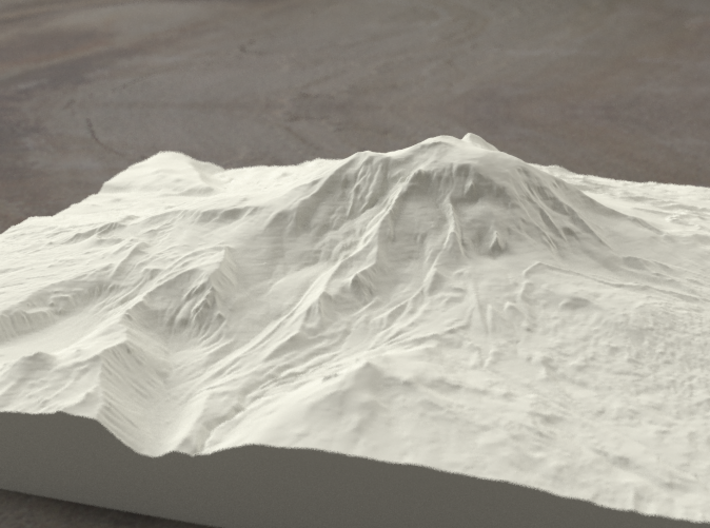 8'' Mt. Adams, Washington, USA, Sandstone 3d printed Radiance rendering of model, viewed from the East.