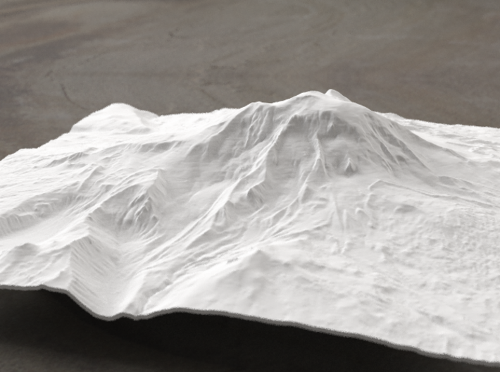 8'' Mt. Adams, Washington, USA, WSF 3d printed Radiance rendering of model, viewed from the East.