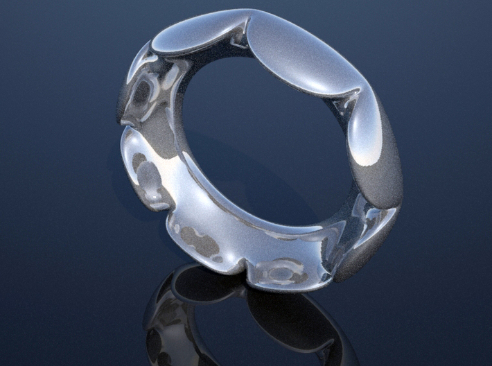 Flower Ring - Size 5 3d printed render in silver
