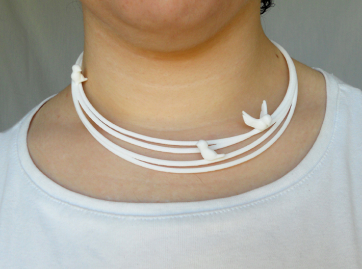 Birds on Wires Necklace 3d printed