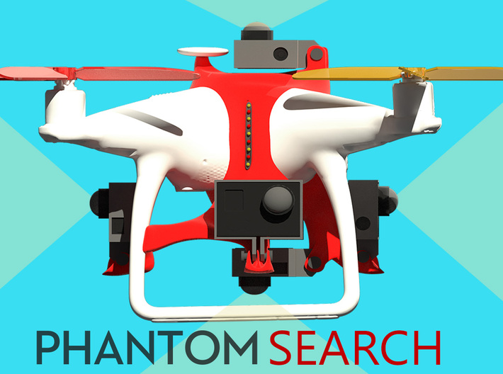 Search &amp; Rescue 360° video harness for DJI Phantom 3d printed 360° vision Phantom drone