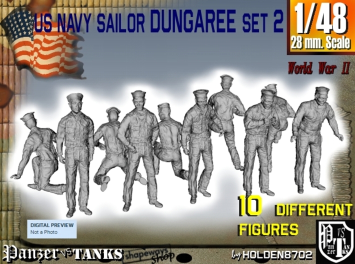1-48 US Navy Dungaree Set 2 3d printed