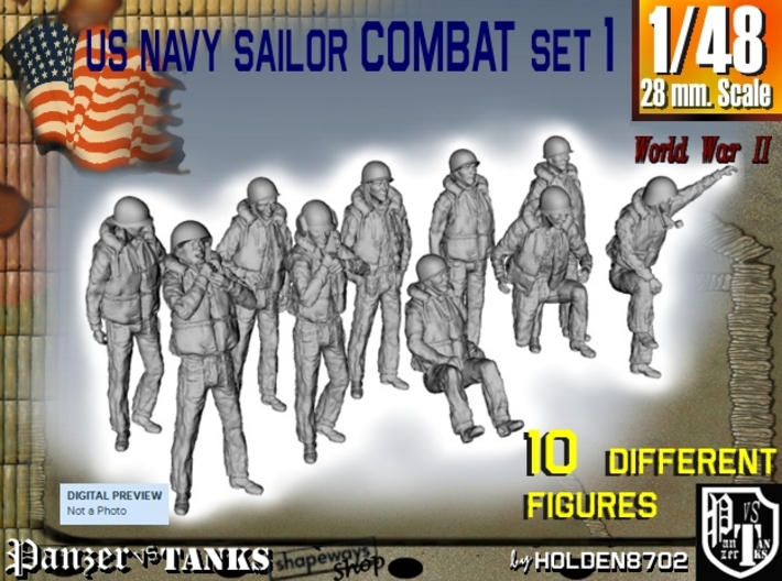 1-48 US Navy Sailors Combat SET 1 3d printed
