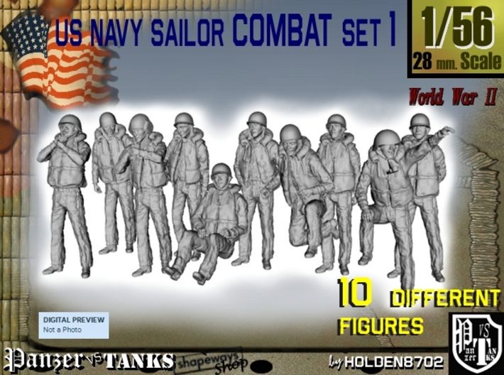 1-56 US Navy Sailors Combat SET 1 3d printed 