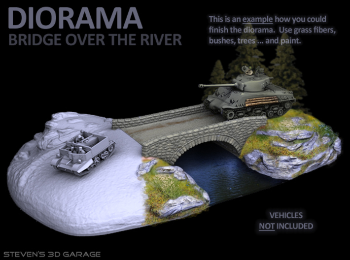 Diorama - Bridge over the river 3d printed 