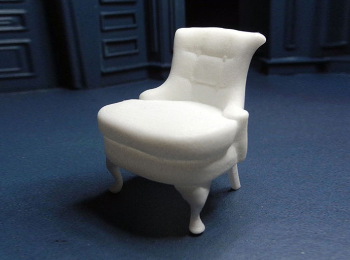 1:24 Rollback Chair 3d printed Printed in White, Strong &amp; Flexible