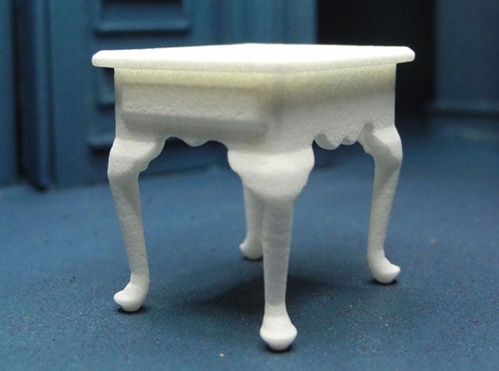 1:24 Queen Anne Tall End Table 3d printed Printed in White Strong & Flexible
