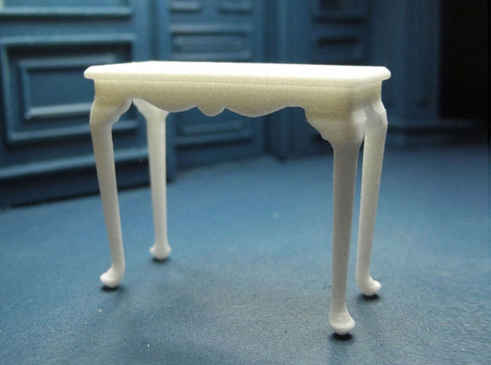 1:24 Fancy Queen Anne Console Table, Medium 3d printed Printed in White Strong &amp; Flexible