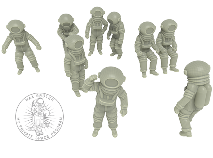 Vintage Moon Astronauts Set / 1:48 3d printed 