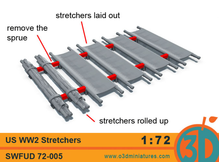 US WW2 Stretchers 1/72 scale SWFUD-72-005 3d printed 