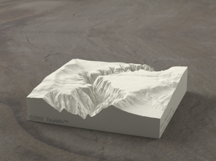 4'' Black Canyon of the Gunnison, CO, Sandstone 3d printed Radiance rendering of model, viewed from the West