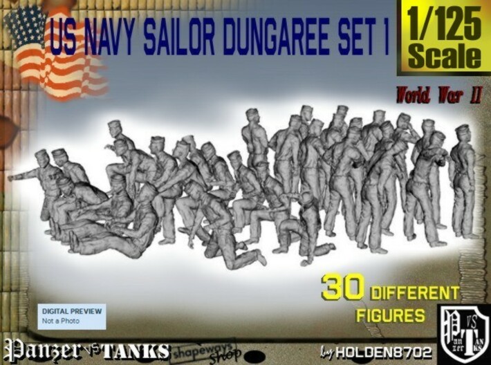 1/125 US Navy Dungaree Set 1 3d printed