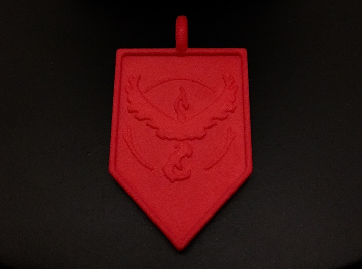 Team Valor Badge Keychain 3d printed Red Strong and Flexible Polished