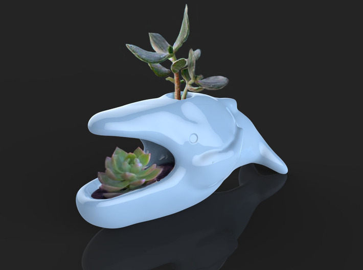 Hump whale flower pot 3d printed