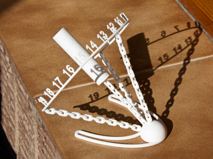 Chained Sundial 3d printed White Strong&Flexible