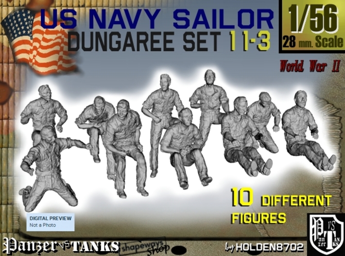 1-56 US Navy Dungaree Set 11-3 3d printed