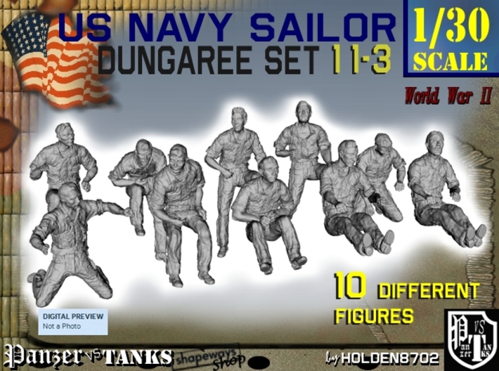 1-30 US Navy Dungaree Set 11-3 3d printed