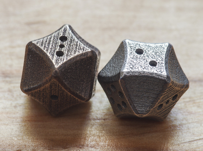 Futuristic Die 3d printed Photo showing other faces of the dice.
