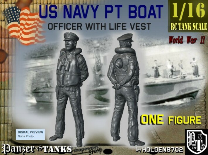 1/16 US Navy PT Boat Officer 1 3d printed