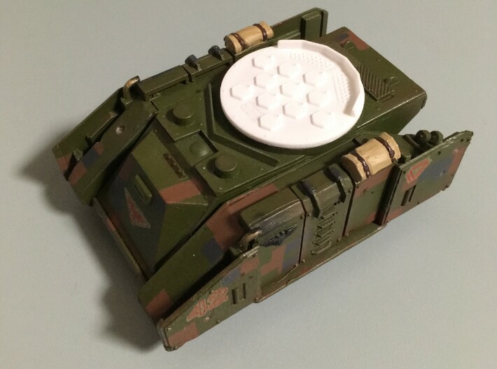 Missile Launcher Cover Plate 3d printed Turret Cover in White Strong and Flexible-Polished