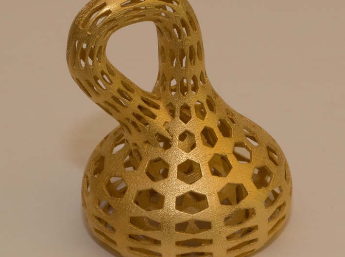 Klein Bottle 3d printed Matt Gold Steel