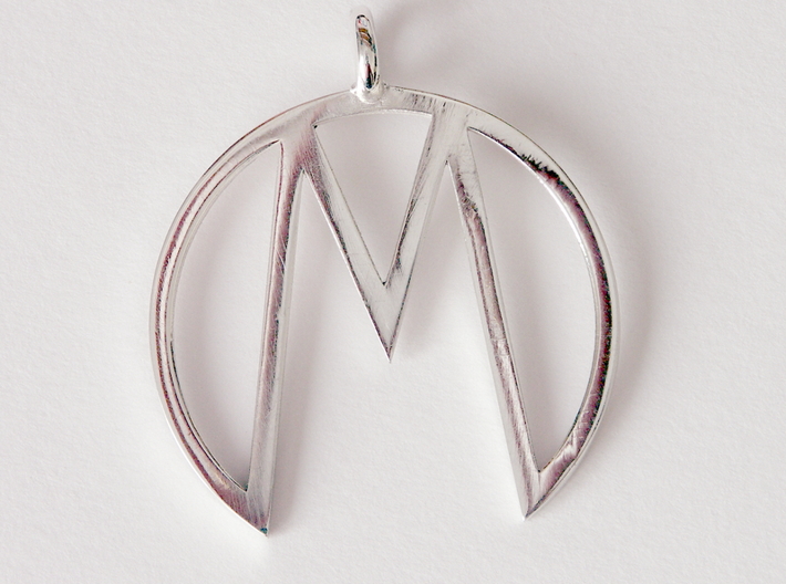 M Pendant 3d printed Printed in Polished Silver