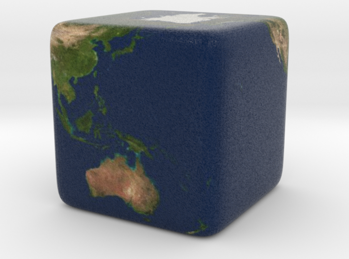 Cube Planet : Earth, 1 inch 3d printed 