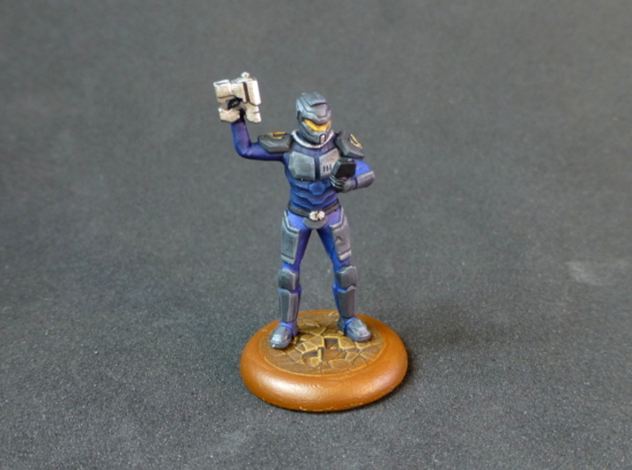 Terran Marine Squad 3d printed Terran marine with pistol and tactical scanner