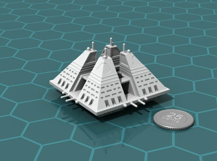 Ngaksu Fortress 3d printed Render of the model, with a virtual quarter for scale.