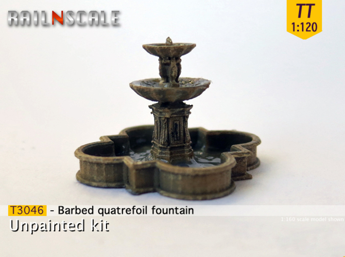 Barbed quatrefoil fountain (TT 1:120) 3d printed