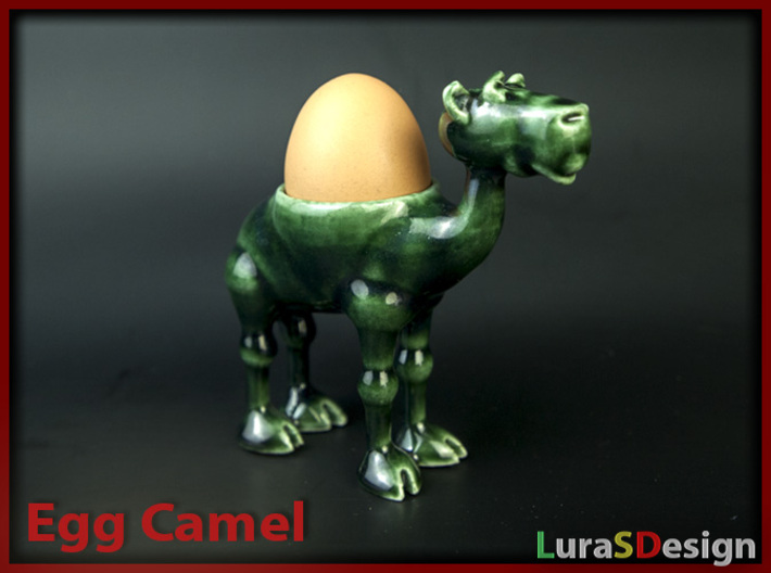 Egg Camel - porcelain eggcup 3d printed Oribe Green - egg not included