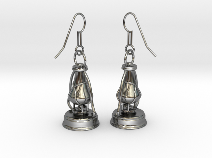 kerosene lamp - earrings 3d printed