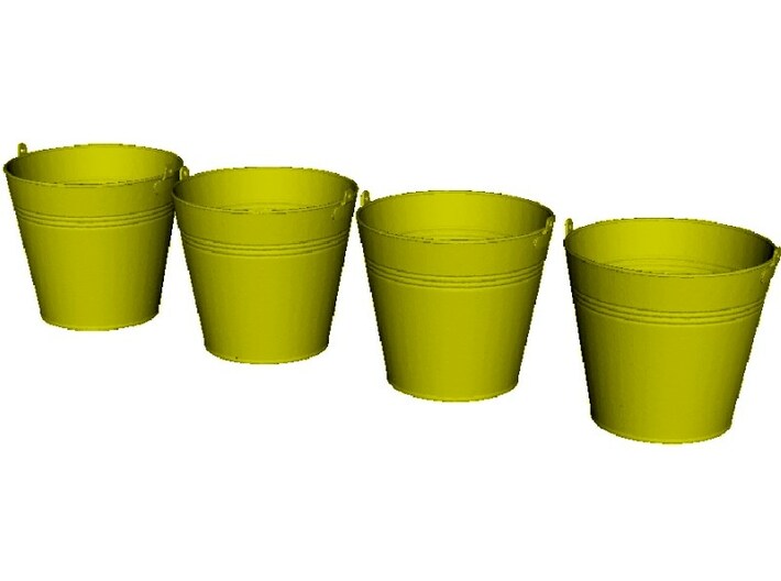 1/18 scale WWII era galvanized buckets x 4 3d printed
